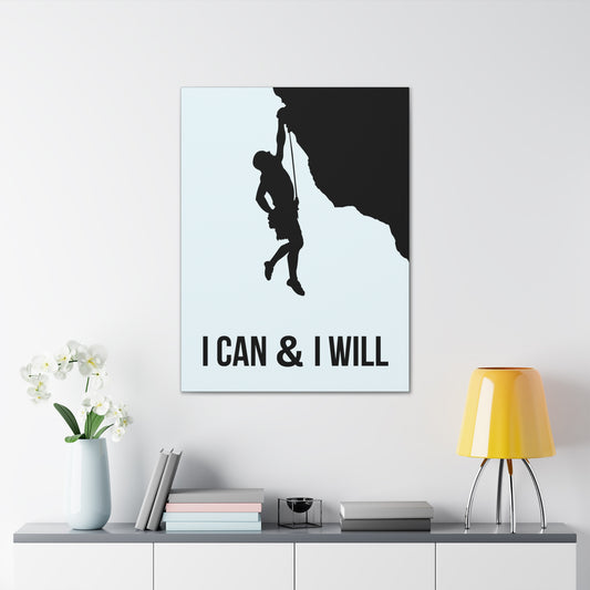 "I Can & I Will" Motivational Canvas Wall Art for Office Decor